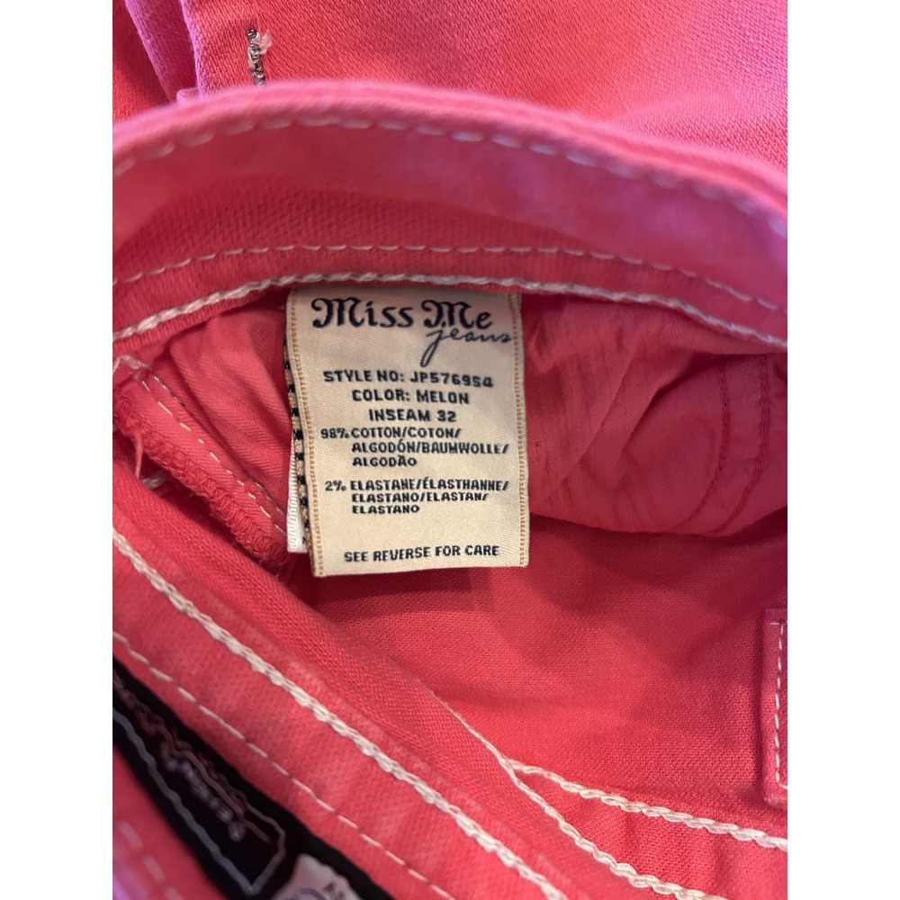 Miss Me Jeans Womens 29 Pink Skinny Stretch Denim Rhinestone Pocket JP5769S4 - Picture 11 of 12